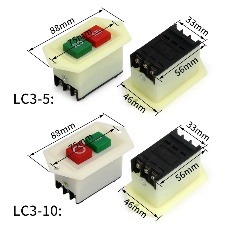 5 PCS380V LC3-5 5A ON-OFF LC3-10 10A IO RedGreen Start Stop Power PushButton Switch 2 Positions Starter Drilling Cutting Machine |