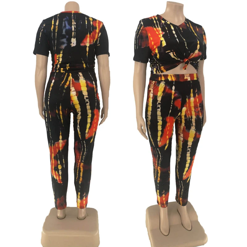 

Plus Size Outfits Womens 2 Piece Set Casual Round Neck Short Sleeve Shirt and Pant Joggers Suit Sets Wholesale Dropshipping
