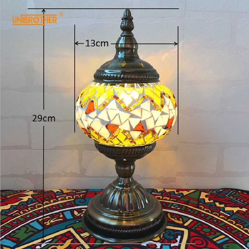 

Handmade Turkish Lamps Mosaic Stained Glass Night Light Built-In Led Bulb Bedside Table Lamp Tabletop Decorative Lights For Room