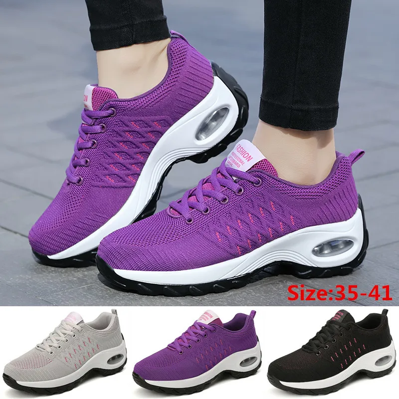 Womens New Fashion Style Running Shoes Outdoor Walking Jogging Shoes Absorption Breathable Air Cushion Sports Shoes