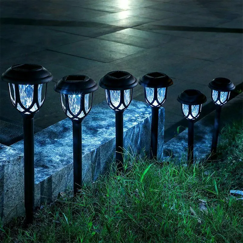 저렴한 10Pcs LED 태양 강화한 정원 점화 옥외 램프 손전등 방수 조경 통로 안뜰 안뜰 잔디 훈장 다채로운
