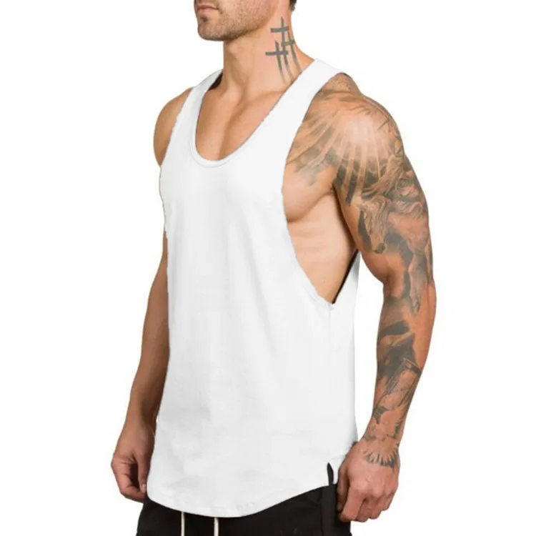

2021 men's men's deep-dig bodybuilding fitness vest solid color summer V-neck comprehensive training sports bottoming shirt