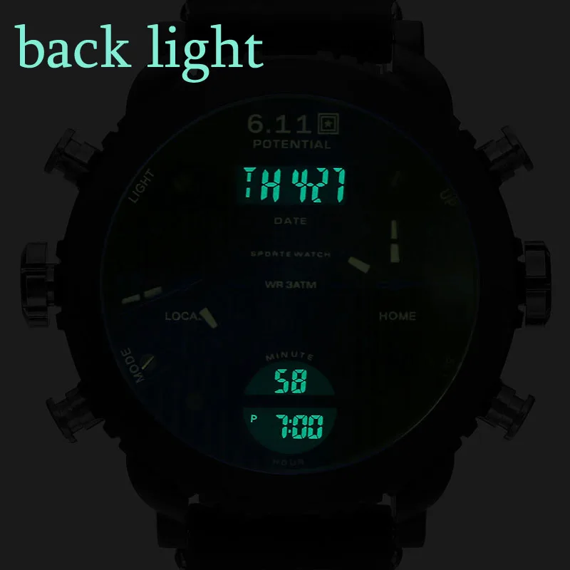 6 11 новые мужские многофункциональные двойной дисплей светодиодный цифровой