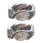 Винтаж кольцо с крыльями ангела Серебряный Цвет покрытием Готический стимпанк ремешок на пальцы рук для мужчин и женщин унисекс вечерние юбилей, ювелирное изделие, подарок