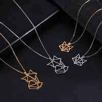 cooltime animal fox pendant necklace for women birthday gifts stainless steel jewelry choker mens neck chain couple