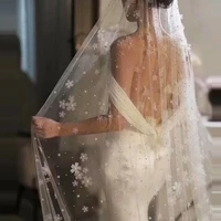 korean style beaded bridal veil immortal flower photo veil long tail korean style wedding veil