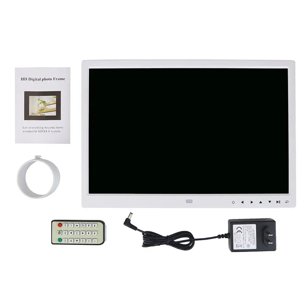 

marco digital de fotos 15 Inch Digital Photo Frame HD Screen LED Touch Button Digital Picture Frame Alarm Clock MP3/4 Movie