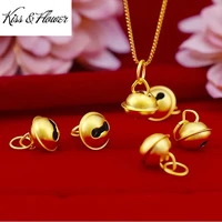 kissflower pd11 fine jewelry wholesale fashion woman girl mother birthday wedding gift princess bell 24kt gold pendant charm
