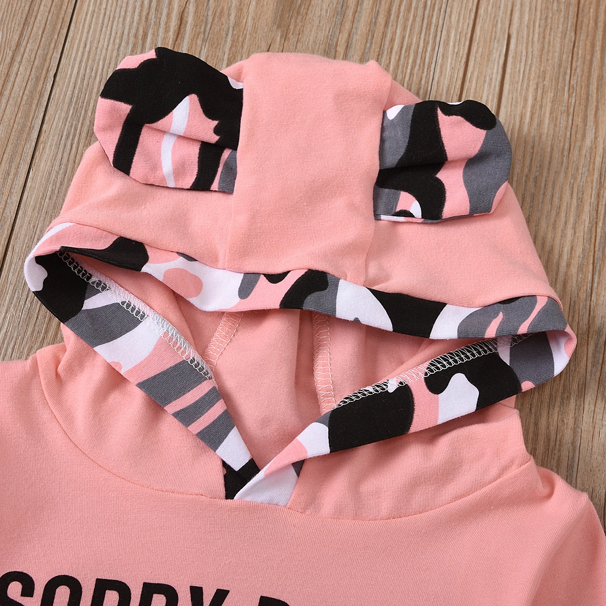 

2Pcs Toddler Kids Girls Letter Print Outfits Long Sleeve Cute Ears Hoodie Elastic Waist Trousers Casual Autumn Winter Clothing