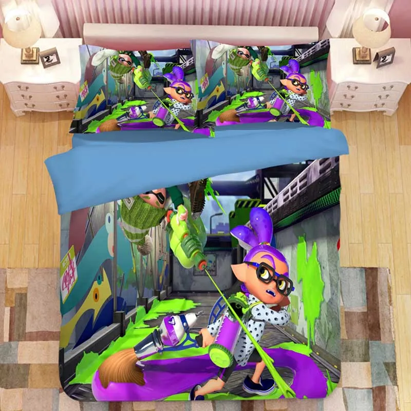 Splatoon мультяшный Комплект постельного белья, пододеяльники, наволочки Splatoon, 2 игровые одеяла, Комплект постельного белья s, постельное белье, Комплект постельного белья - Цвет: 5