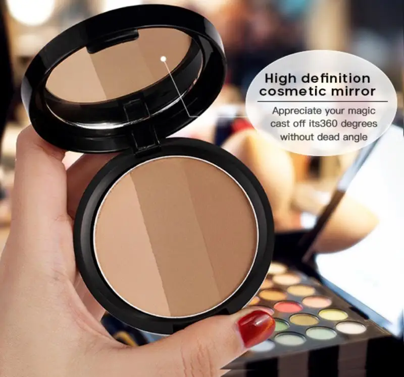 Пудра-хайлайтер 3 в 1 палитра осветляет натуральную кожу контролирует жирность