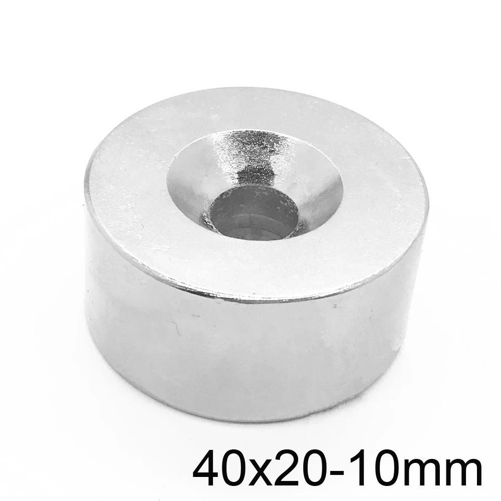 

1/2/3PCS 40x20-10 Big Round Powerful magnets 40*20 mm Hole 10mm Countersunk Disc Permanent Neodymium Magnets 40x20-10mm 40*20-10