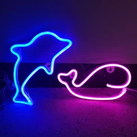 led dolphin neon light sign whale neon usb powered wall hanging led neon lights for game room bedroom party wall decor