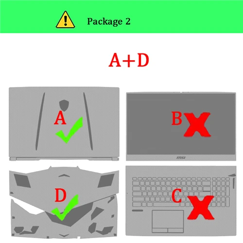 Package-2 A D Наклейка для ноутбука для MSI GP75 GF75 GE75 GT62 GE63 8RF VR PS42 8M DIY Красочные наклейки для ноутбука протектор - Цвет: Package-2 A D