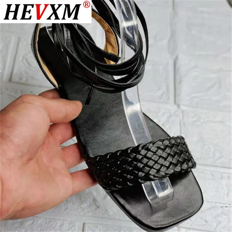 

2021 Summer Flat Sandals Solid Color Straps Open Toe Casual Women's Shoes Outdoor Fashion Plus Size 43