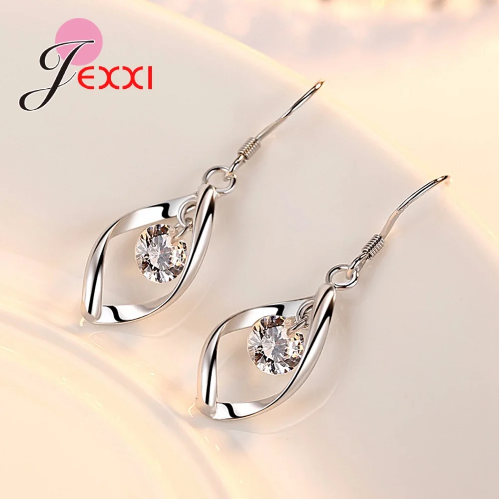 Романтические висячие серьги в стиле любви серебро 925 пробы Сияющие Австрийские