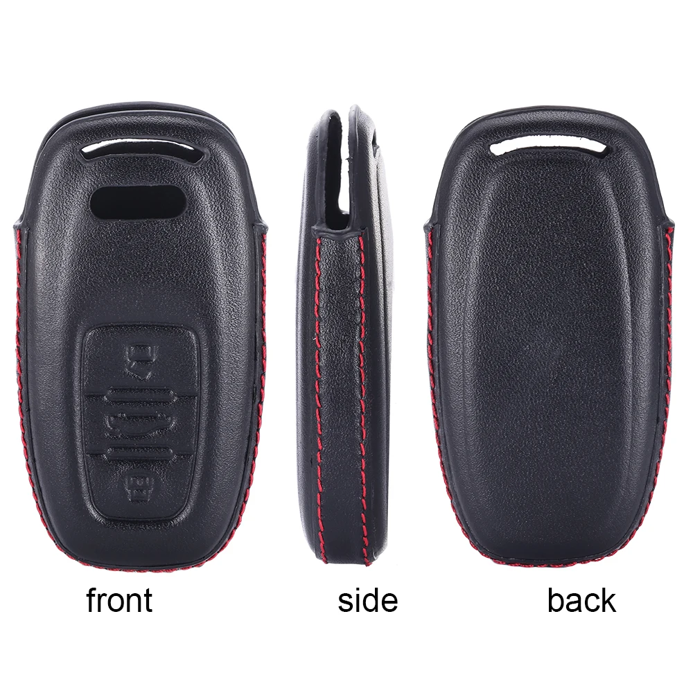 

4D Leather Car Key Case For Audi Q5 Q8 S4 S5 S6 A3 A4 A5 A6 A7 A8 3 Buttons Smart Remote Fobs Cover Bag Keychain Accessories