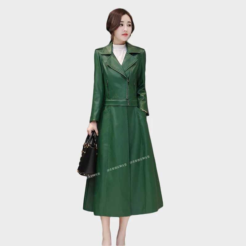 Top selling product in 2020 High quality Leather clothes Women Leather trench coat Korean style soft long coats Free shipping 89