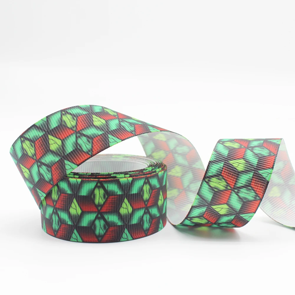 

Cube Pattern Printed Grosgrain Ribbon 1-1/2'' Design Custom ​Cartoon Logo for Hair Bows Sewing DIY Handmade Materials