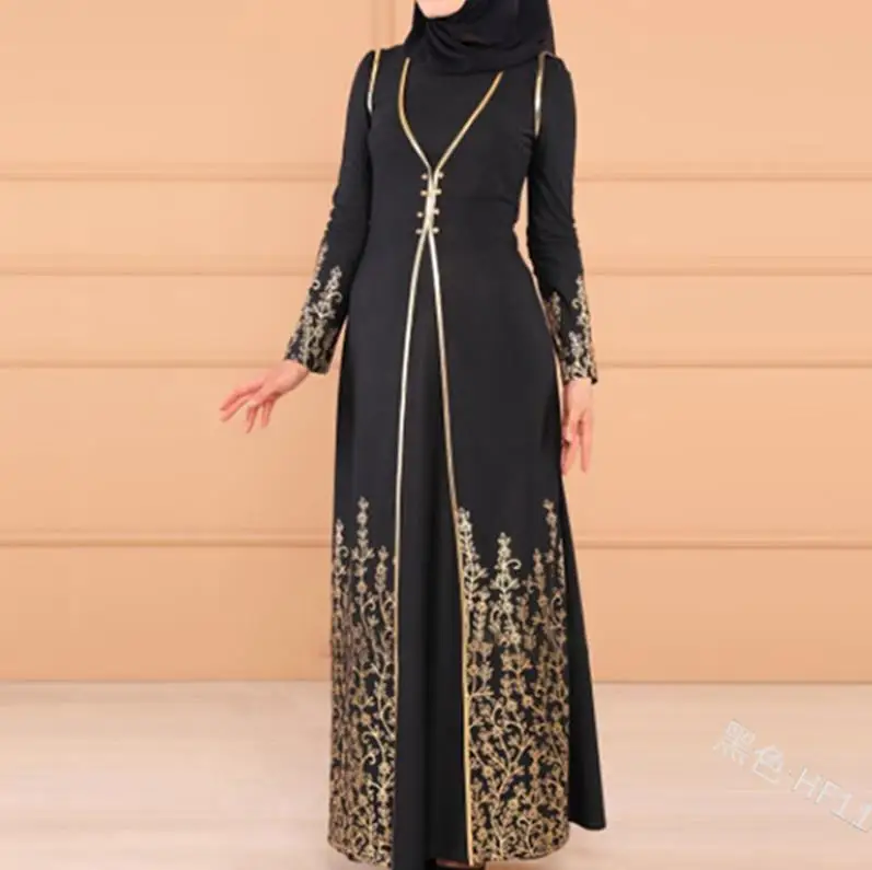 Black Dress Vestidos длинное мусульманское абайя Турция исламский арабский хиджаб платье Кафтан Дубай Кафтан марокканский Tesettur Elbise халат Musulmane Longue - Цвет: Black Dress