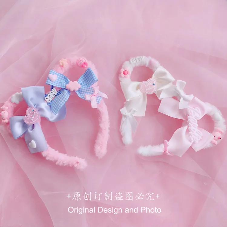 

Japanese Soft Girl Lolita Hair Hoop Cute and Comfortable Hairband Rabbit Bear Ear Headband Pink White Hairband Hair Accessories