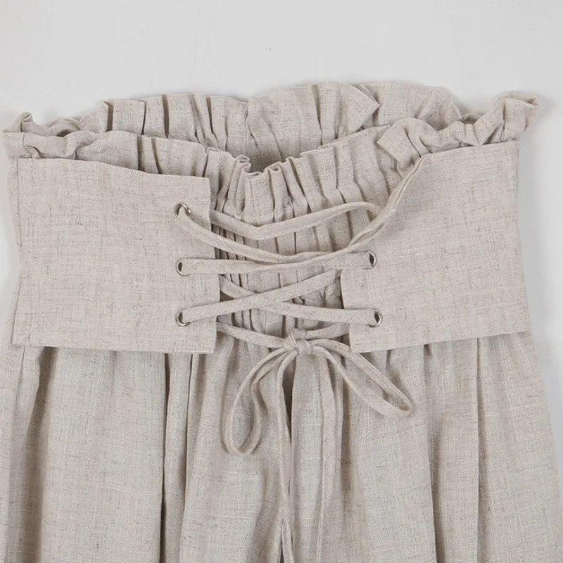 

LANMREM 2021 Autumn Bandage High Waist Long All-match Streetwear Green Color Japanese Style Wide Leg Pants For Women 2A3017