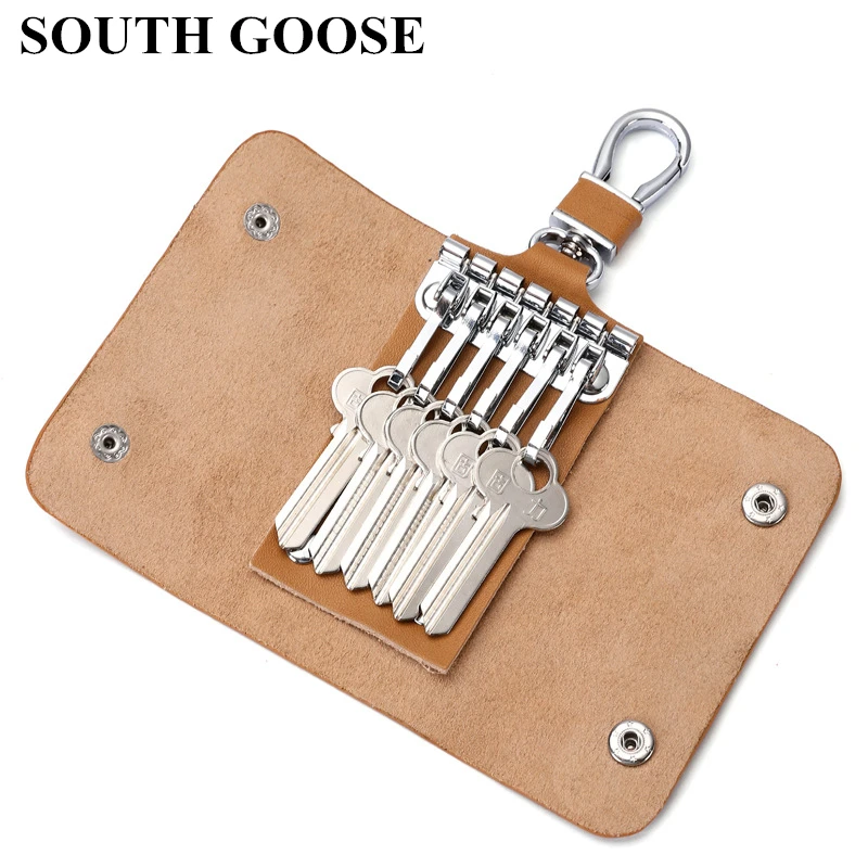 Мужской и женский кожаный брелок для ключей однотонный кошелек 5 цветов|Ключницы|