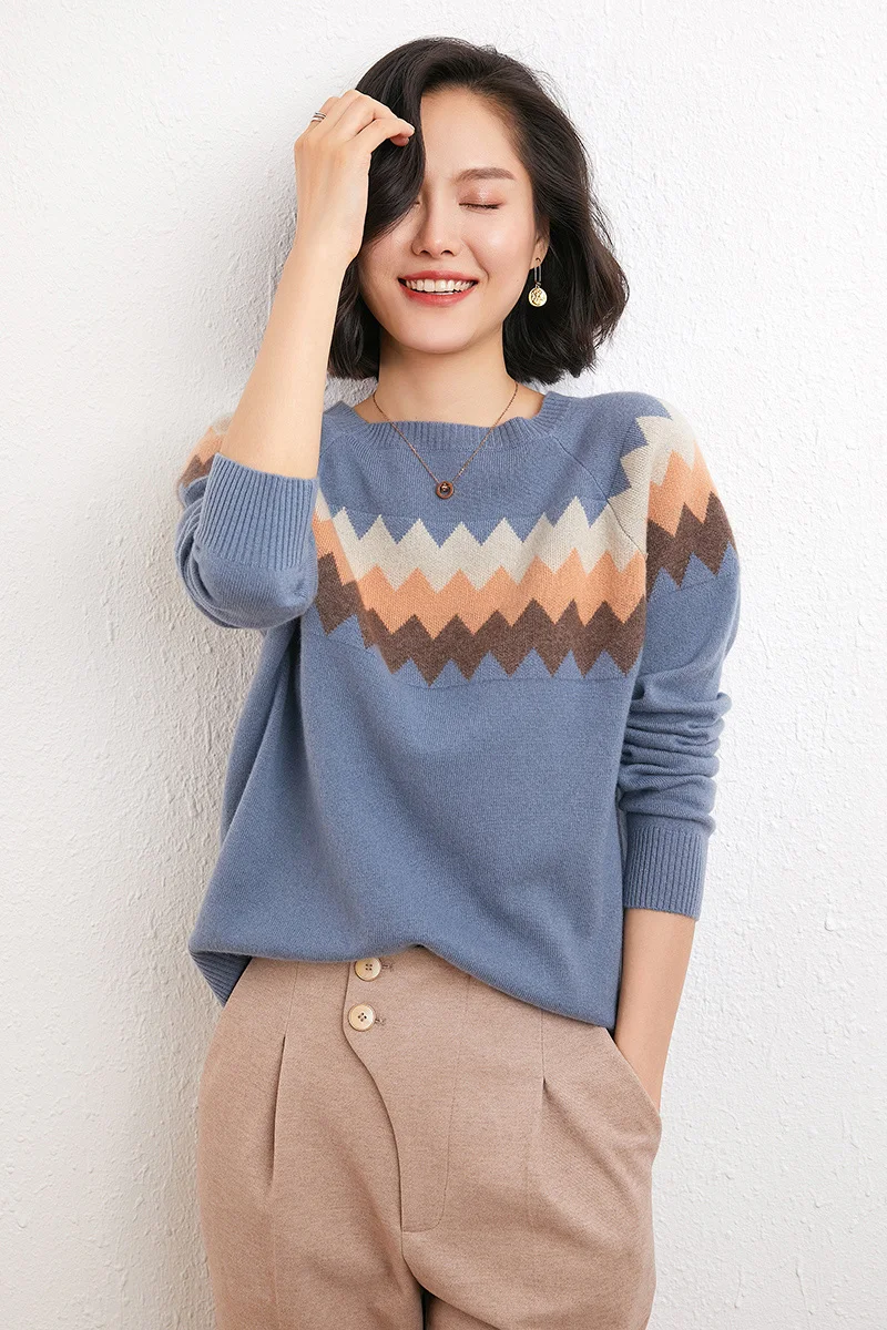 Autumn Winter Female Long Sleeve Sweater Thickening Warm Women 100% Cashmere O-neck Sweater Women's Knitting Jumper Sweater