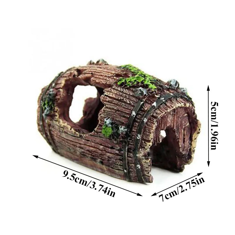

New Artificial Resin Wine Barrel Cave Hollow Hole Aquarium Ornament For Fish Tank Landscaping Decoration Background Accessories