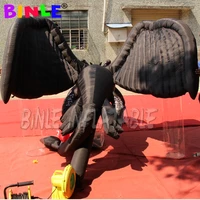 New oxford Material black giant Inflatable Toothless dragon with sph n clear base flying lugia cartoon mascot for advertising