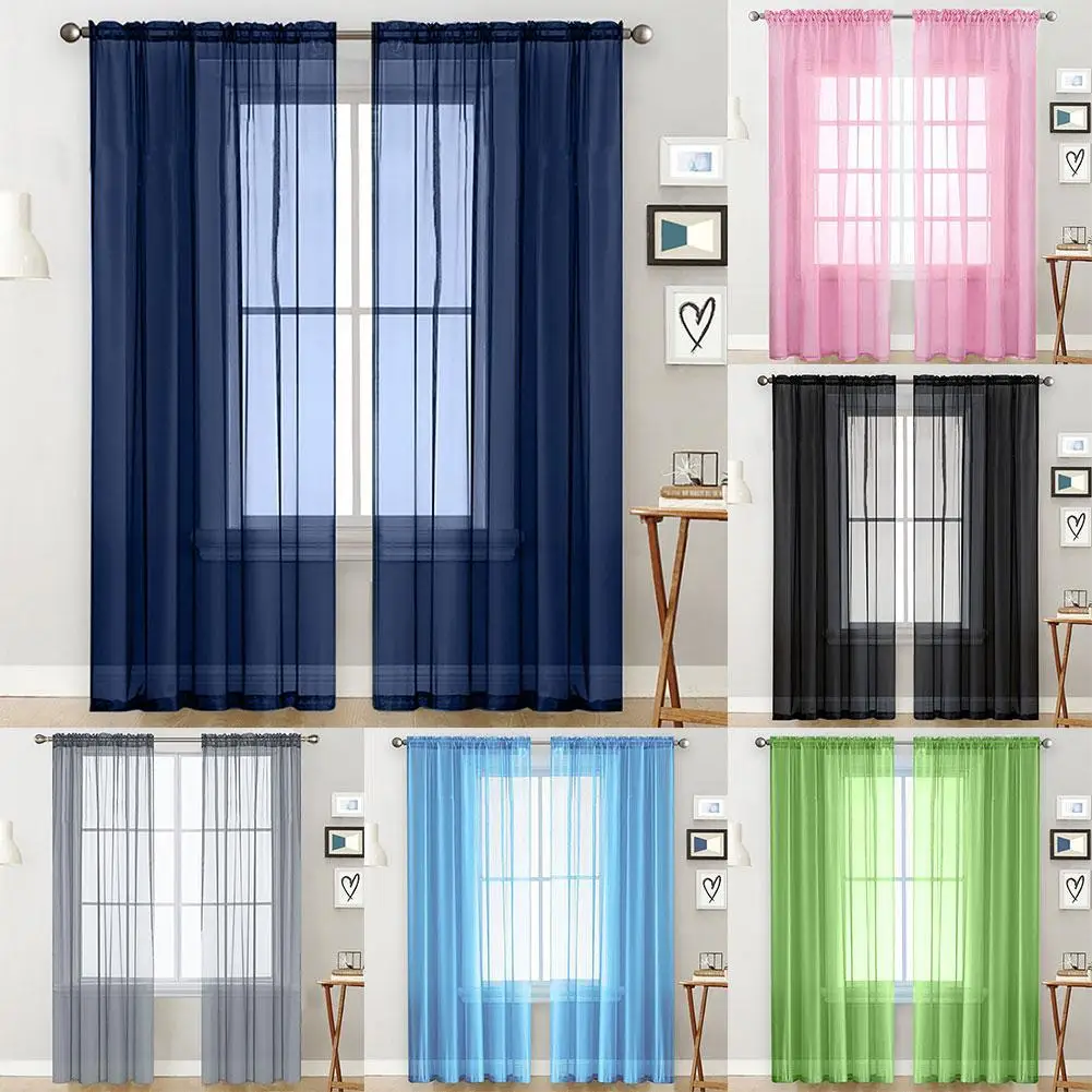 

1Pcs Solid Color Sheer Tulle Window French Sash Curtain Drape Bedroom Living Room Balcony Patio Decor Home Textile