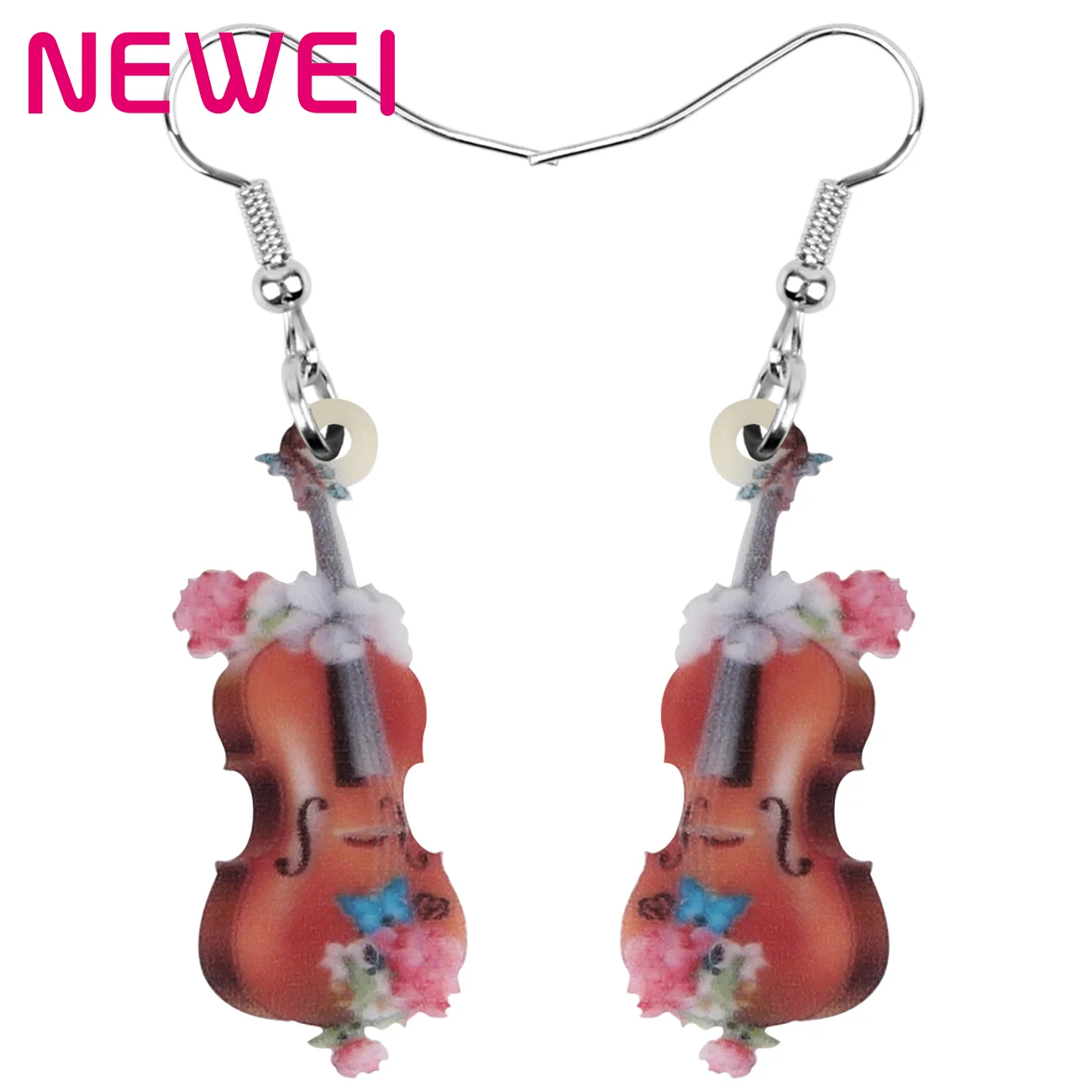 NEWEI акриловый античный цветочный скрипка серьги инструмент висячие ювелирные