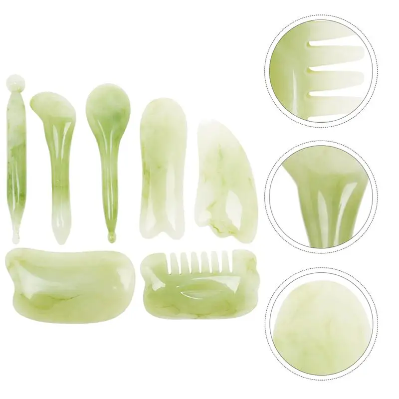 

7pcs Guasha Boards Face Massage Kits Natural Therapeutic Healing Facial Massage Tools Body Scraping Board