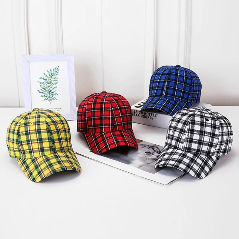 Бейсбольная кепка для мальчиков и девочек Детская спортивная шапка в клетку