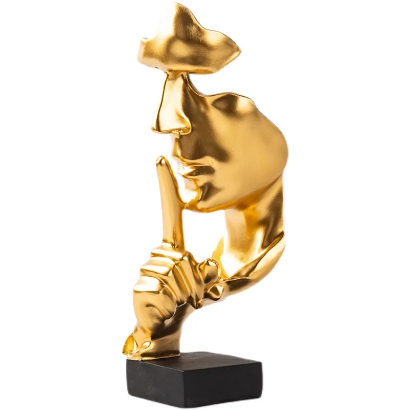 

Human face statue for home decoration, home decoration accessories, golden silence statues, abs sculpture