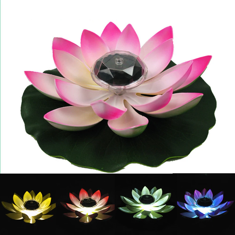 

Solar Powered LED Flower Light Artificial Lotus Shape Floating Fountain Pond Garden Pool Lamp Led Night Light Solar Pool Light