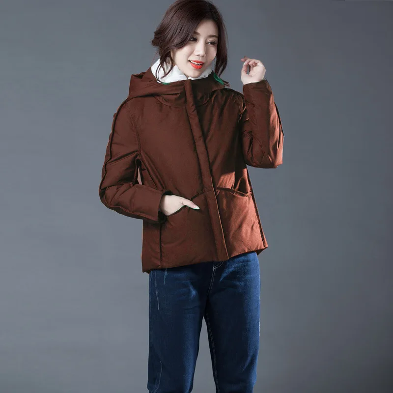 2019 зимняя новая стильная куртка на белом утином пуху короткая модная стройнящая