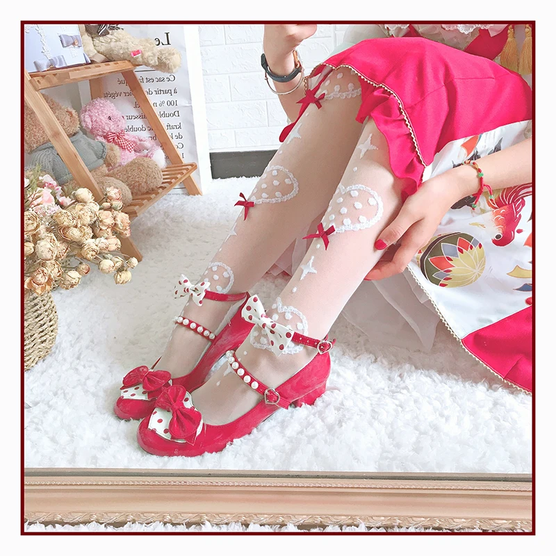 Lolita socks female summer ultra-thin glass fiber-in-tube calf knee Japanese | Тематическая одежда и униформа