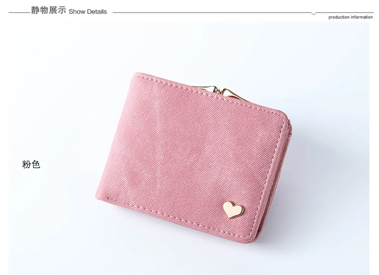 Women Small Clutch Wallet MultiFunction Change Purses Heart Decoration Big Capacity Wallets Cute Card Holder Money Bag