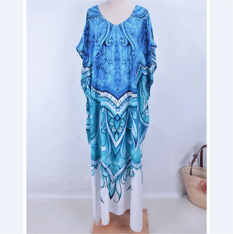 Летняя Пляжная накидка в богемном стиле женская на бикини с голубым тотемным