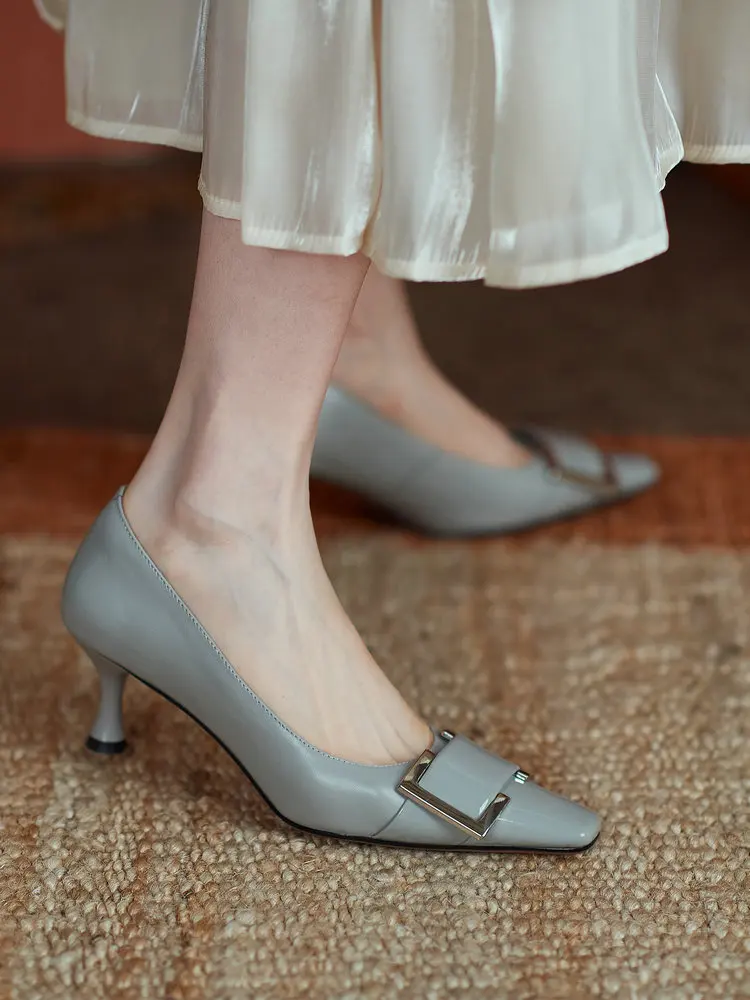 

EshtonShero Women's Shoes Pointed Toe Fashion Thin High Heels Pumps Platform Genuine Leather Shoes Slip On Woman Wedding