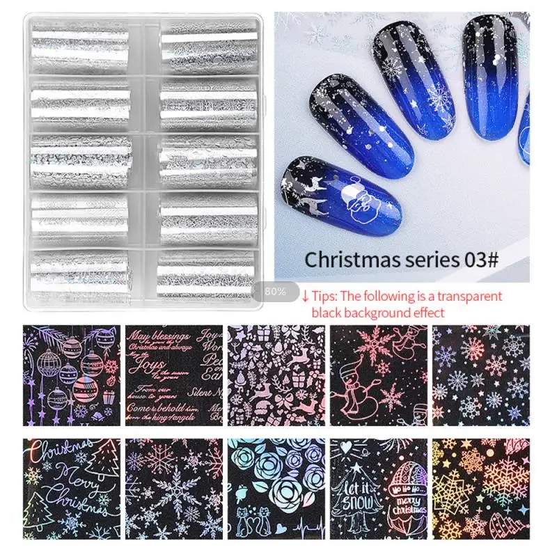 Set 3 10 шт./компл. Рождество DIY украшения для ногтей звездное небо переводные наклейки на ногти Снежинка Лось подарок Санта клей накладные ногти - Цвет: Set 3