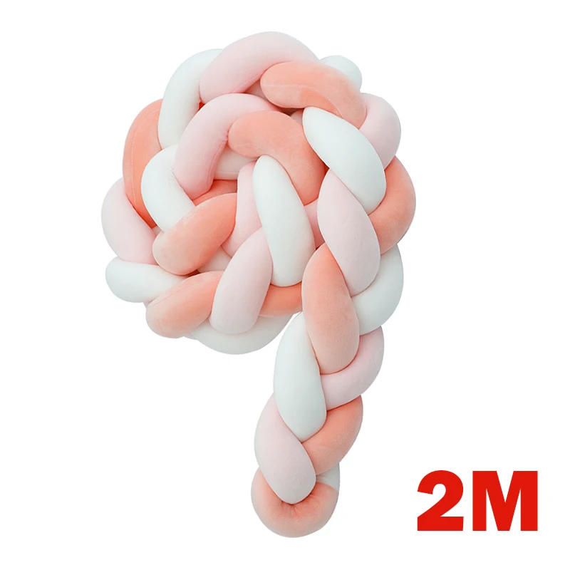 Orange 2M 1 м/2 м ручная работа, бампер для новорожденной кровати, чистый тканый плюшевый узел, бампер для кроватки, детская кровать, защита для кроватки, декор для детской комнаты - Цвет: Orange 2M
