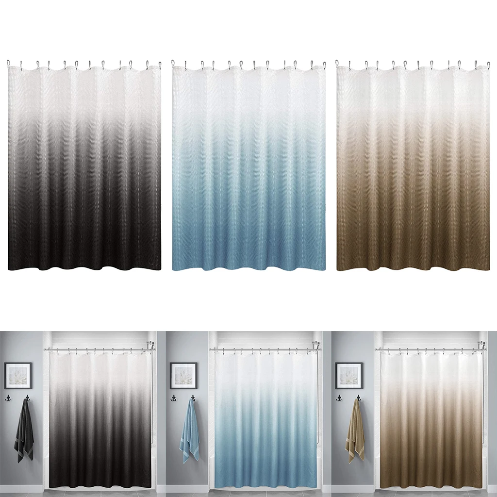 

Waterproof Shower Curtain Bathroom Bathtub Partition Gradient Linen-like Fabric Home Mildewproof Large Curtains