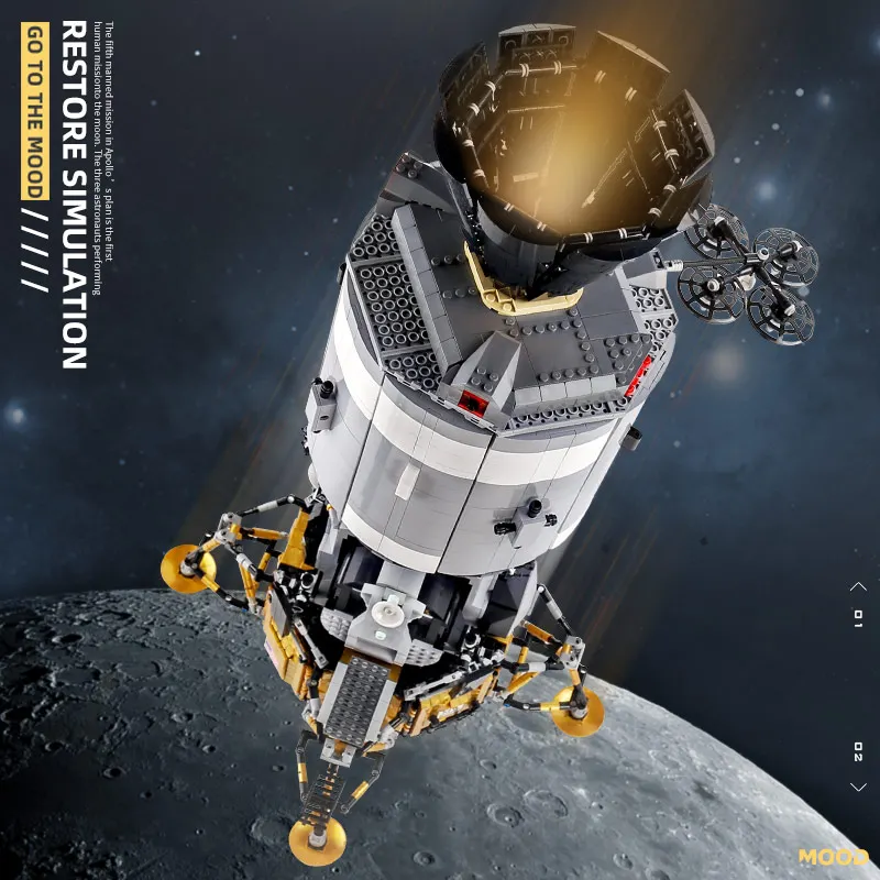 Креативная серия MOULD KING Apollo 11 Совместимость с 26457 Saturn V космический корабль