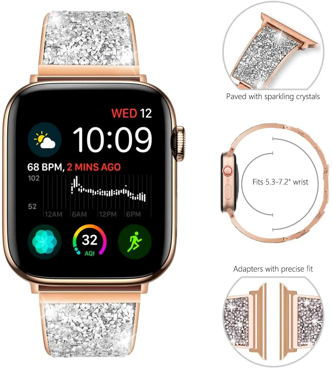 Женский браслет из нержавеющей стали бриллиантовый ремешок для Apple Watch Series 6 4 3 5 44