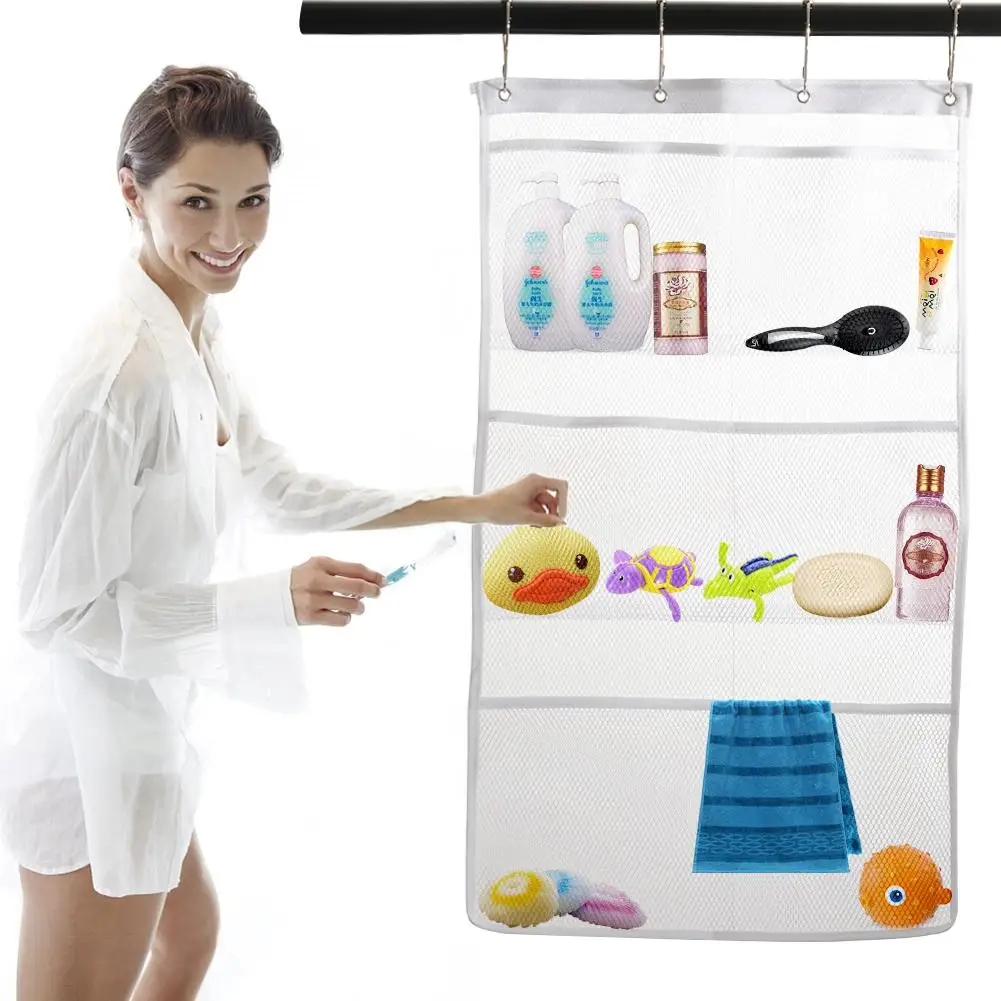 Быстросохнущий подвесной органайзер для ванной с 6 карманами вешать на занавеску
