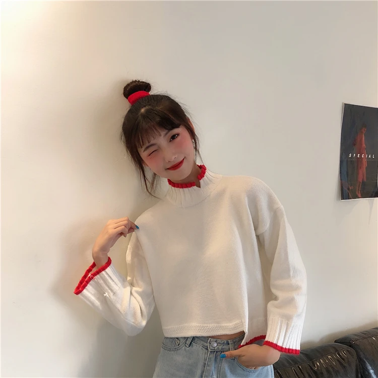 

sweaters Spring autumn pullovers Korean style vetement femme long sleeve turtleneck sweet Women's Clothing feminina women tops
