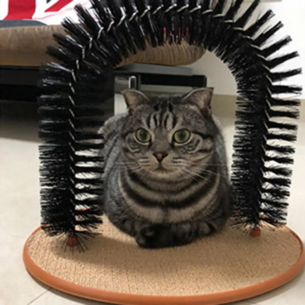 

Cat Arch Self Groomer Pet Brush Massager With Scratching Pad Non-slip Bottom Detachable Pad Soft And Comfortable Supplies