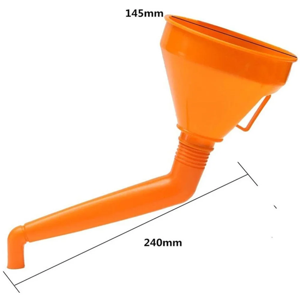 

1pc Orange Detachable Flexible Water Oil Funnel Petrol With Spout Filter Tool